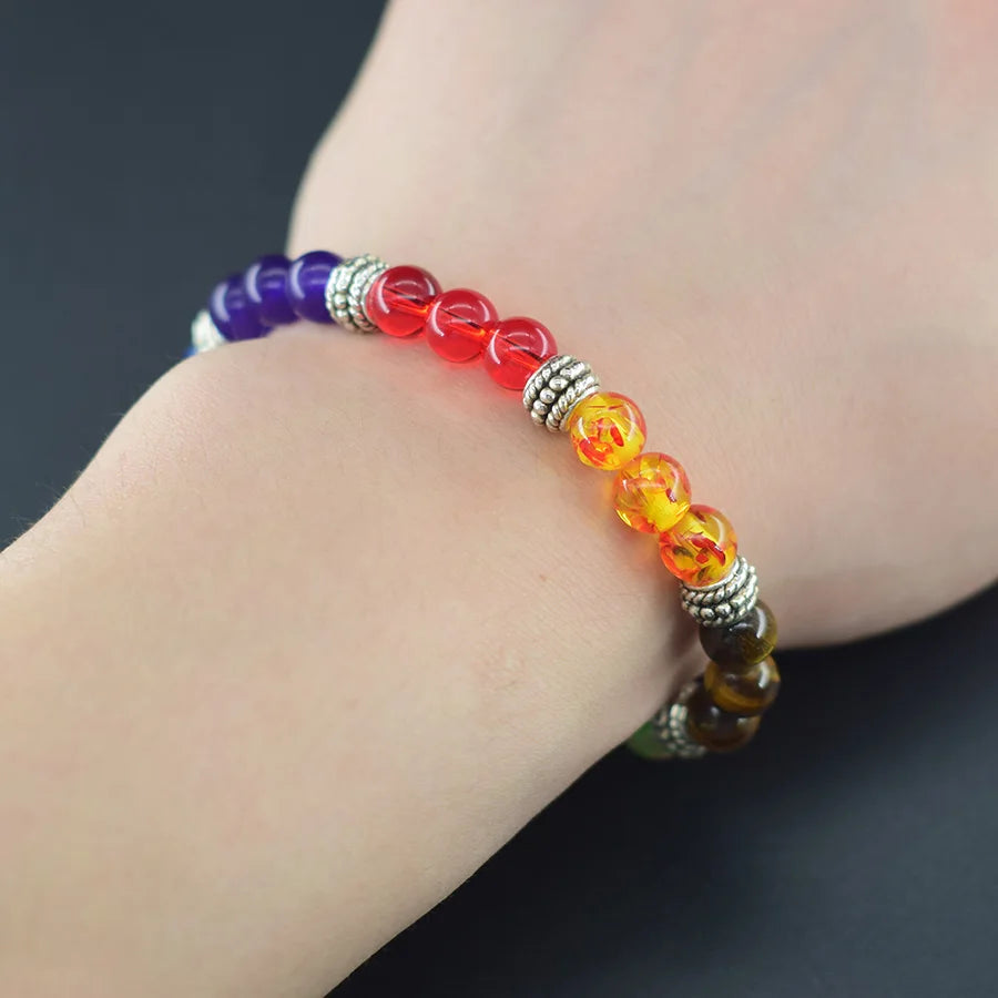 Seven Chakra Natural Stone Beaded Bracelet