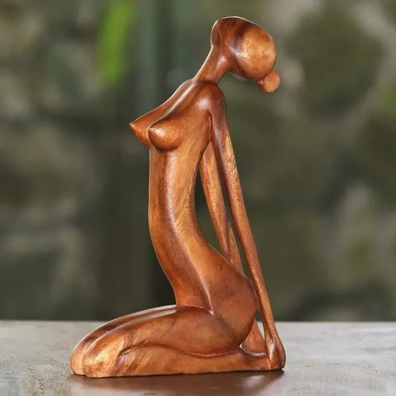 Handmade Suar Wood Yoga Pose Sculpture