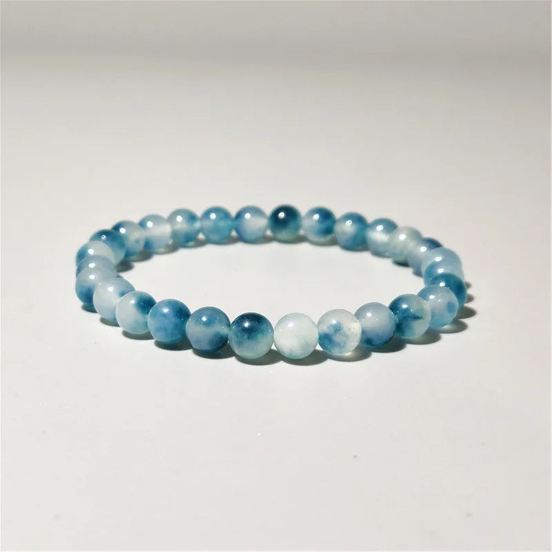 Blue Chalcedony Beaded Meditation Bracelet