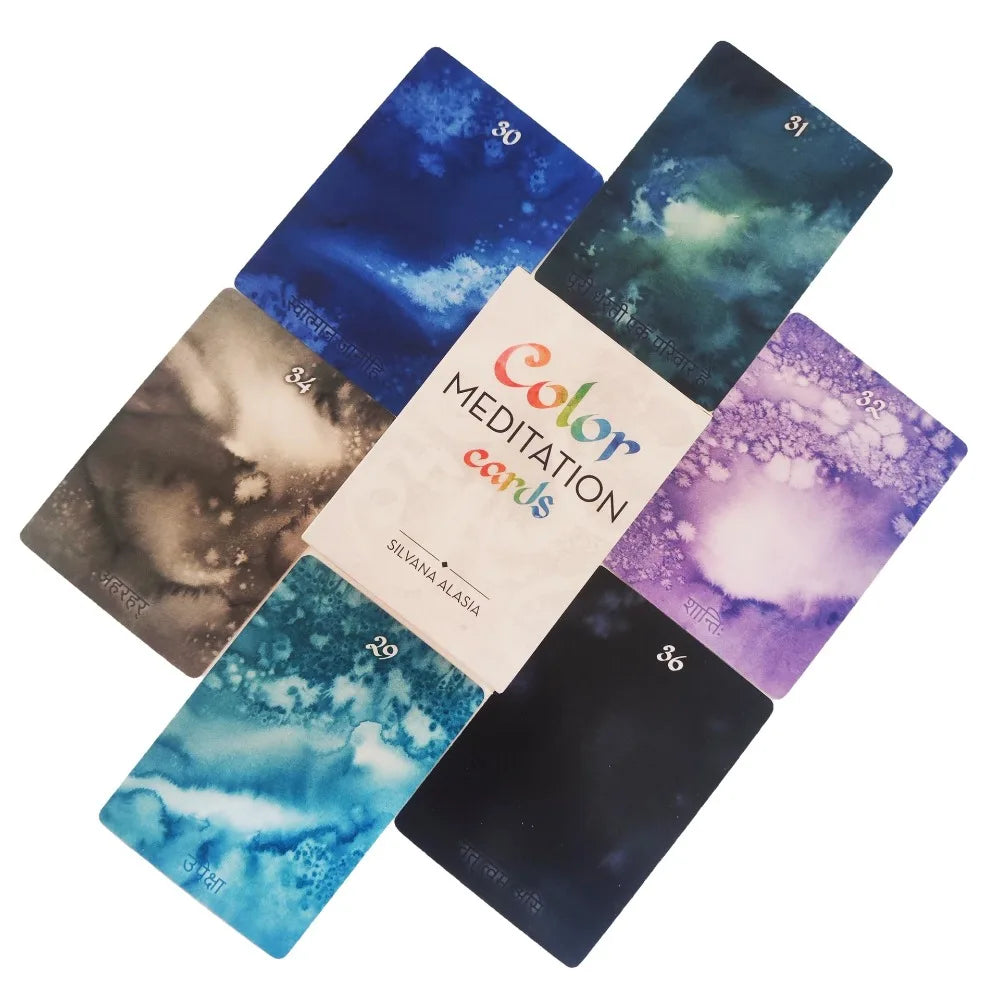 Monochrome Watercolour Meditation Cards – Set of 36