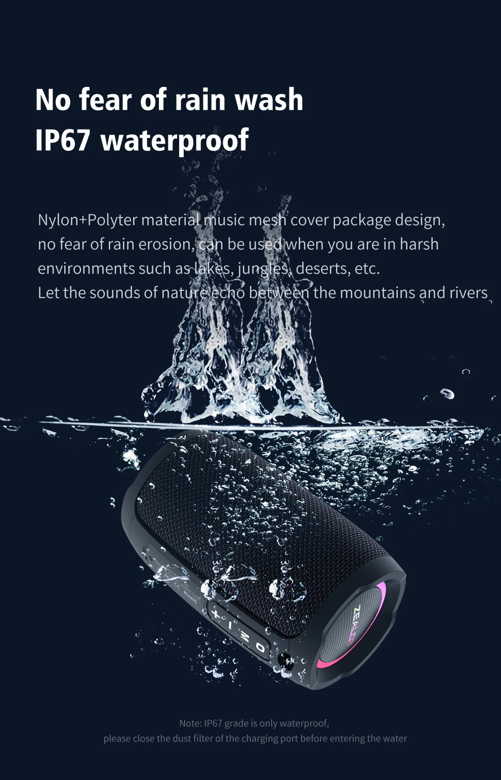 Portable 20W Bluetooth Speaker with 360° Stereo Sound