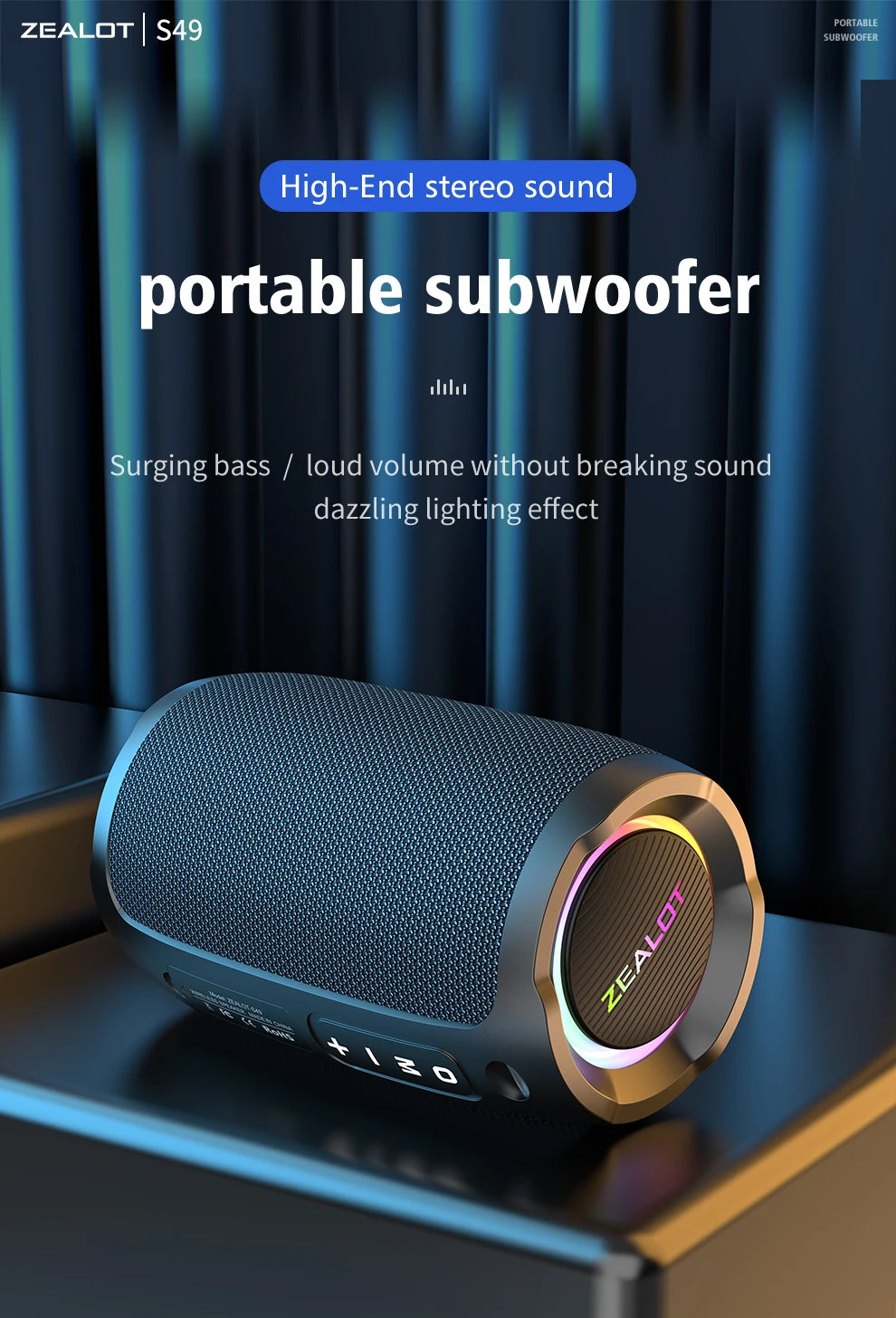 Portable 20W Bluetooth Speaker with 360° Stereo Sound