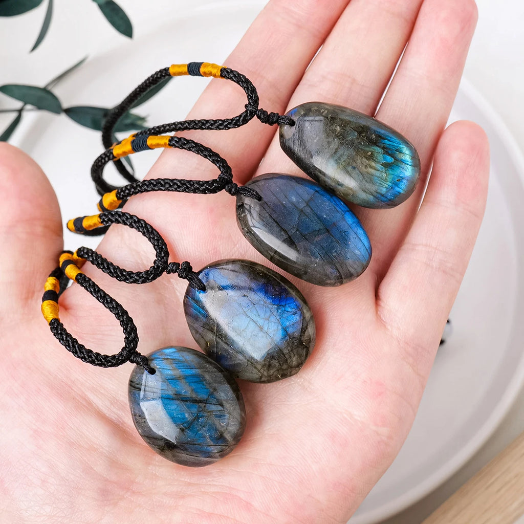Natural Labradorite Crystal Pendant Necklace
