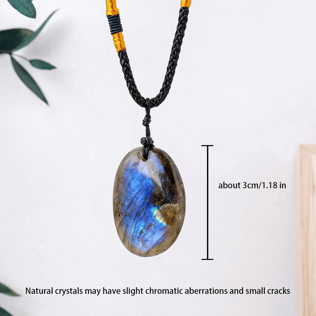 Natural Labradorite Crystal Pendant Necklace