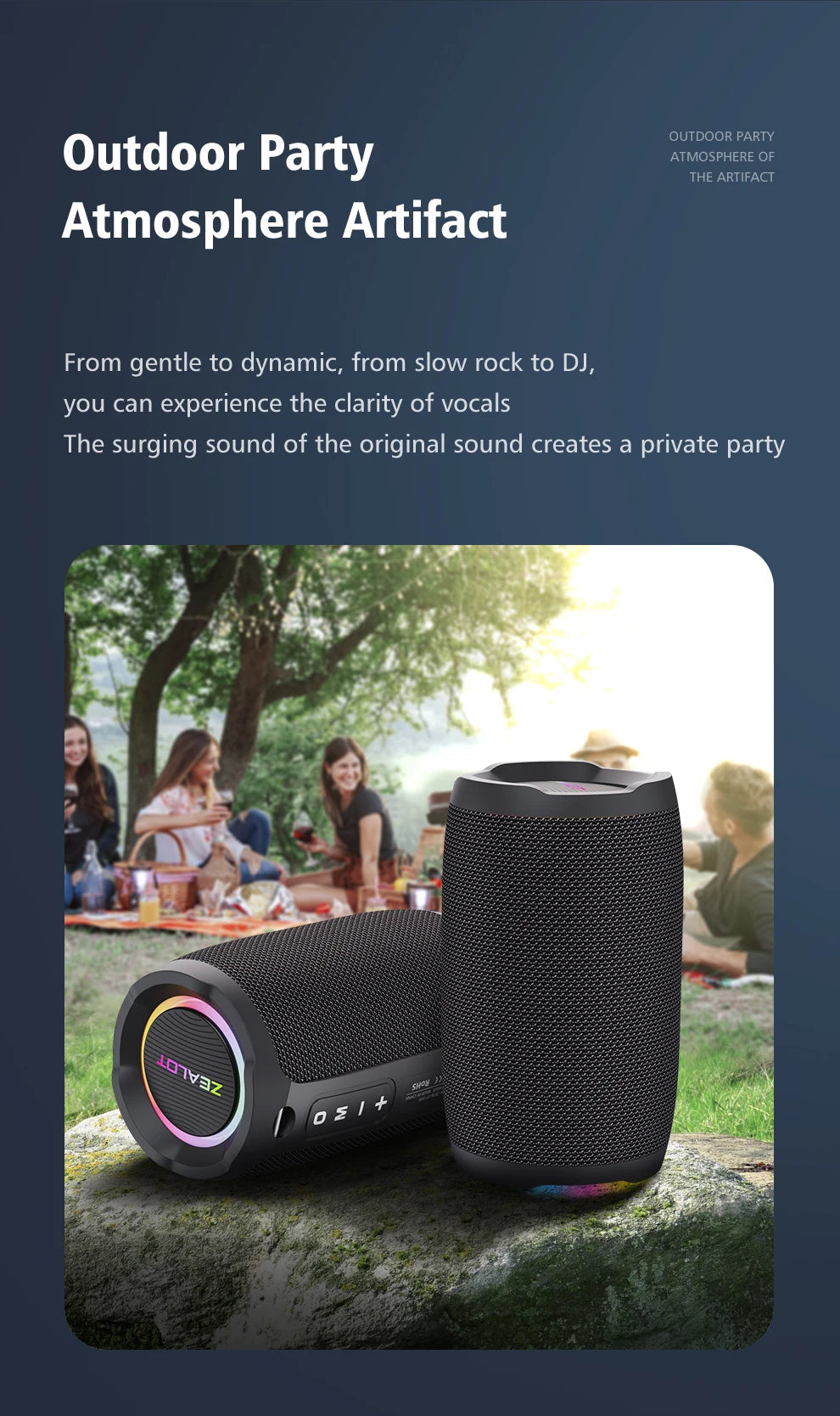 Portable 20W Bluetooth Speaker with 360° Stereo Sound