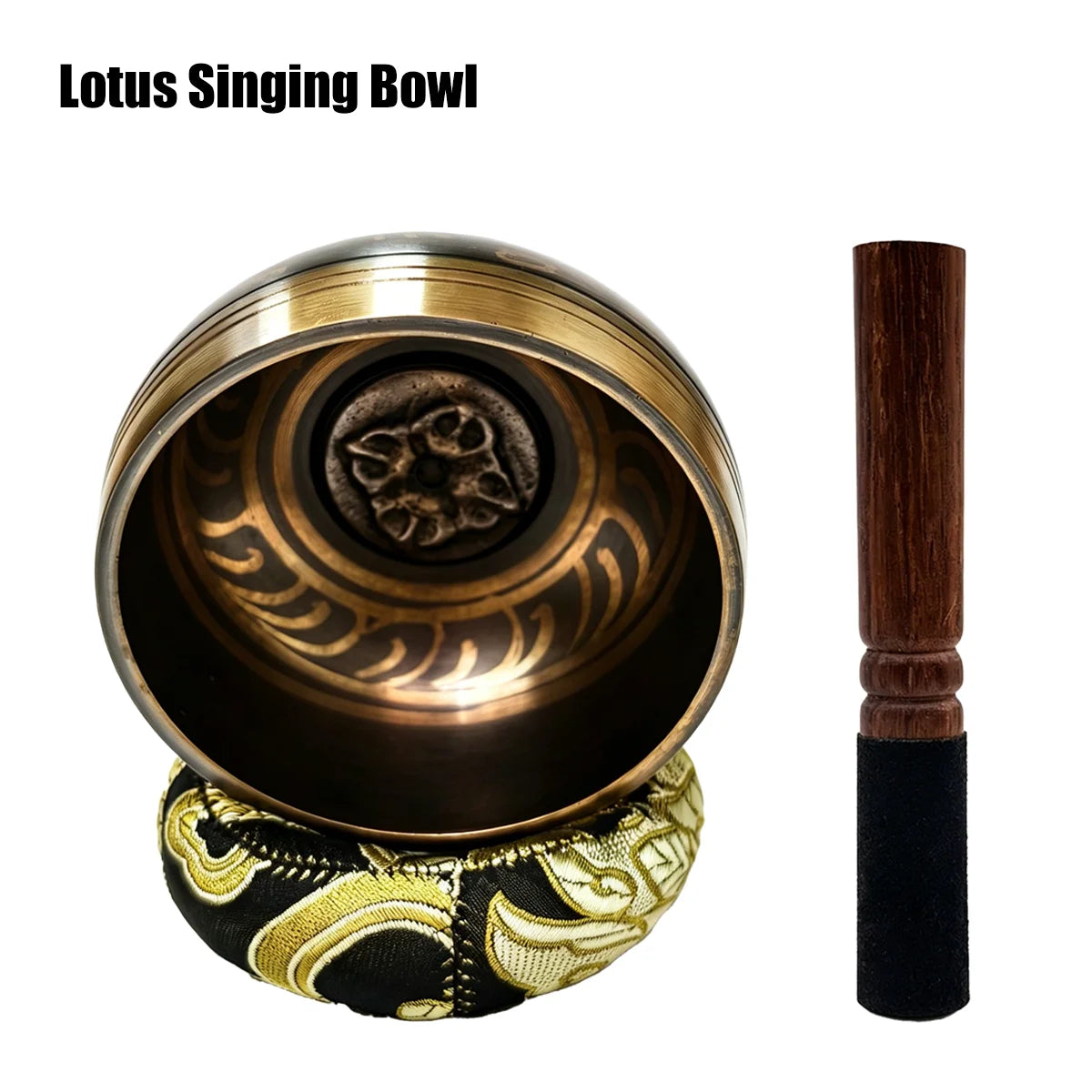 Handcrafted Bronze Lotus Singing Bowl Set