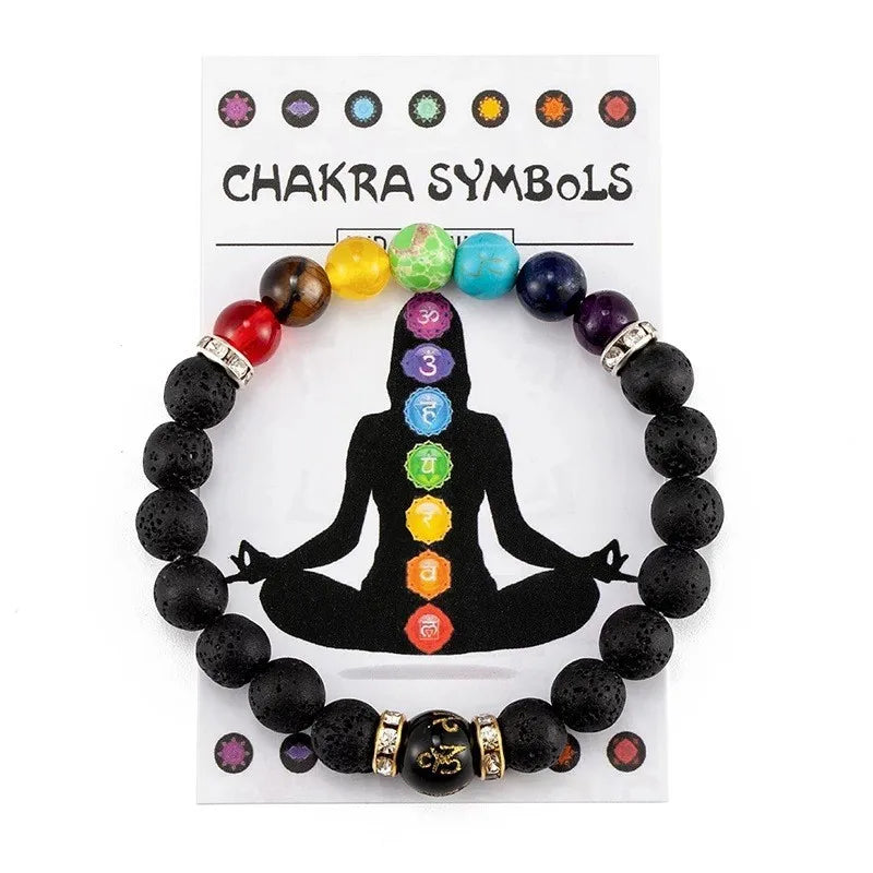 Natural Volcanic Stone Elastic Beaded Bracelet