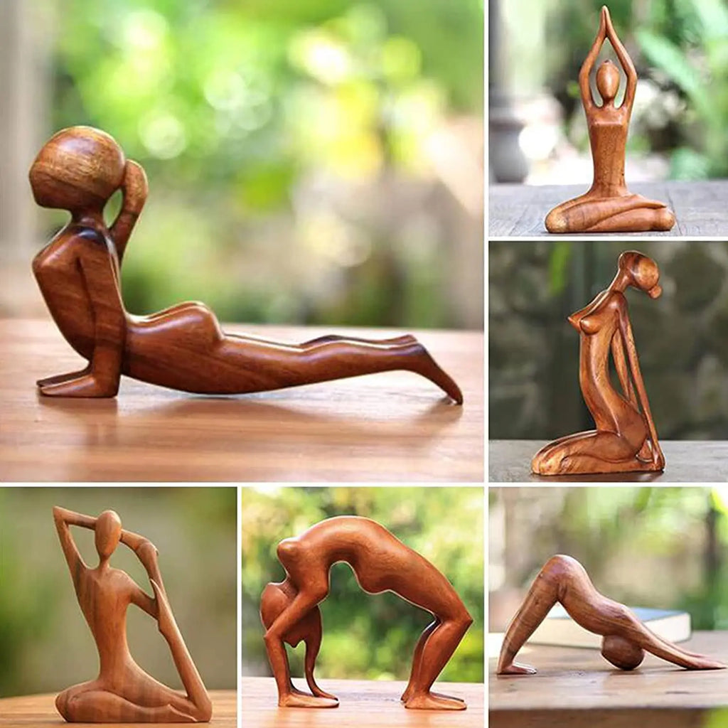 Handmade Suar Wood Yoga Pose Sculpture