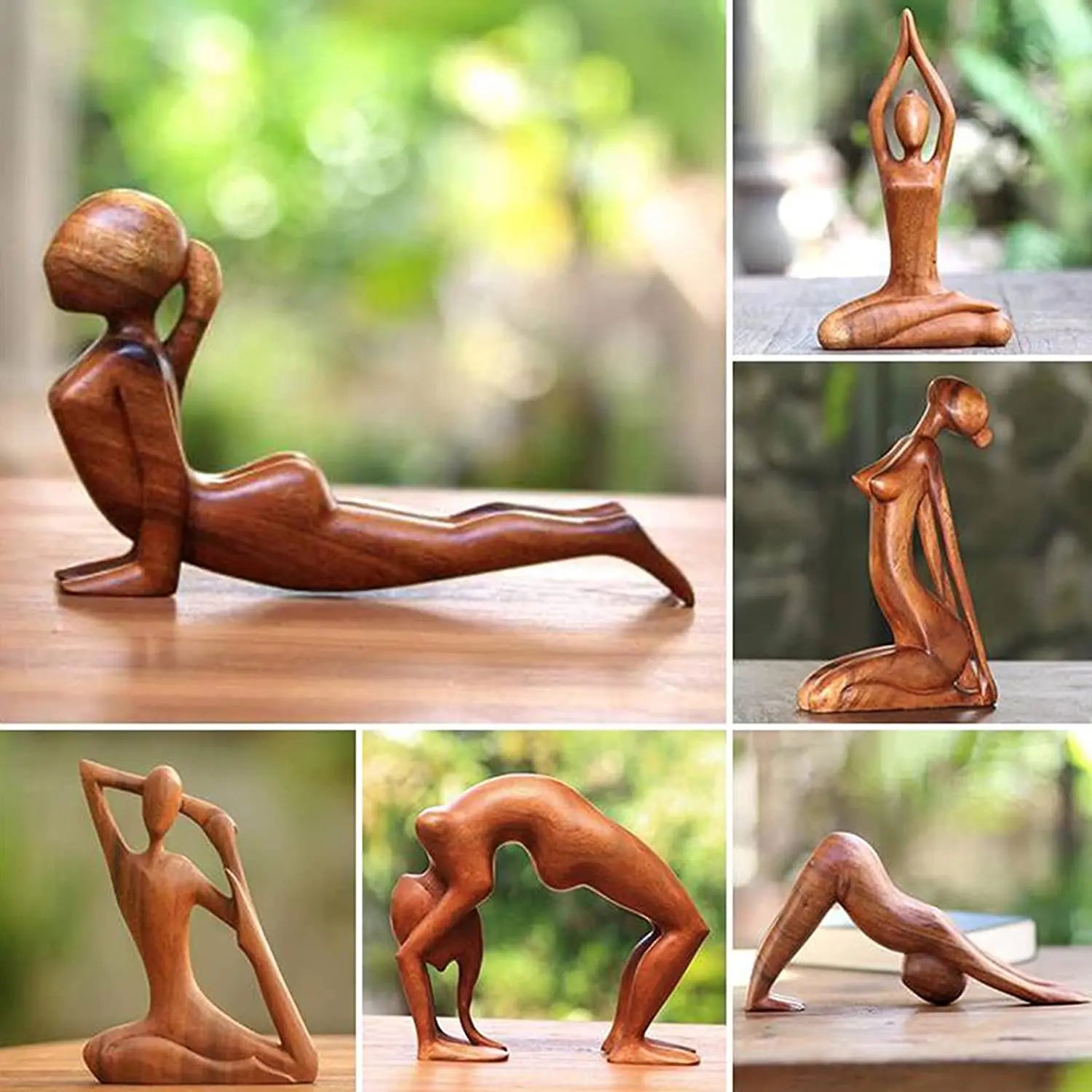 Handmade Suar Wood Yoga Pose Sculpture