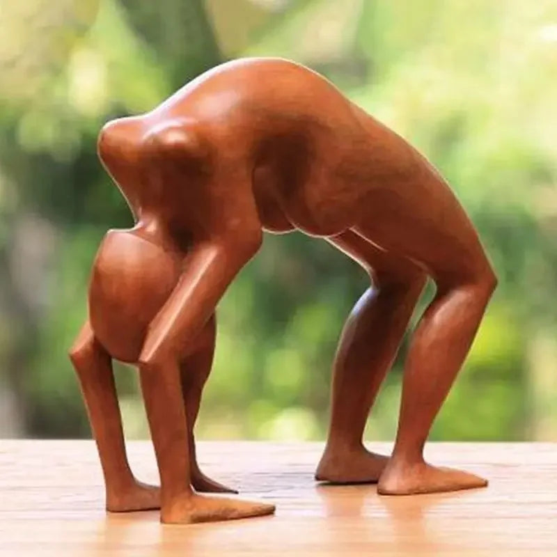 Handmade Suar Wood Yoga Pose Sculpture
