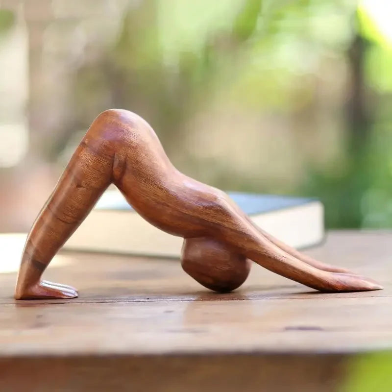 Handmade Suar Wood Yoga Pose Sculpture