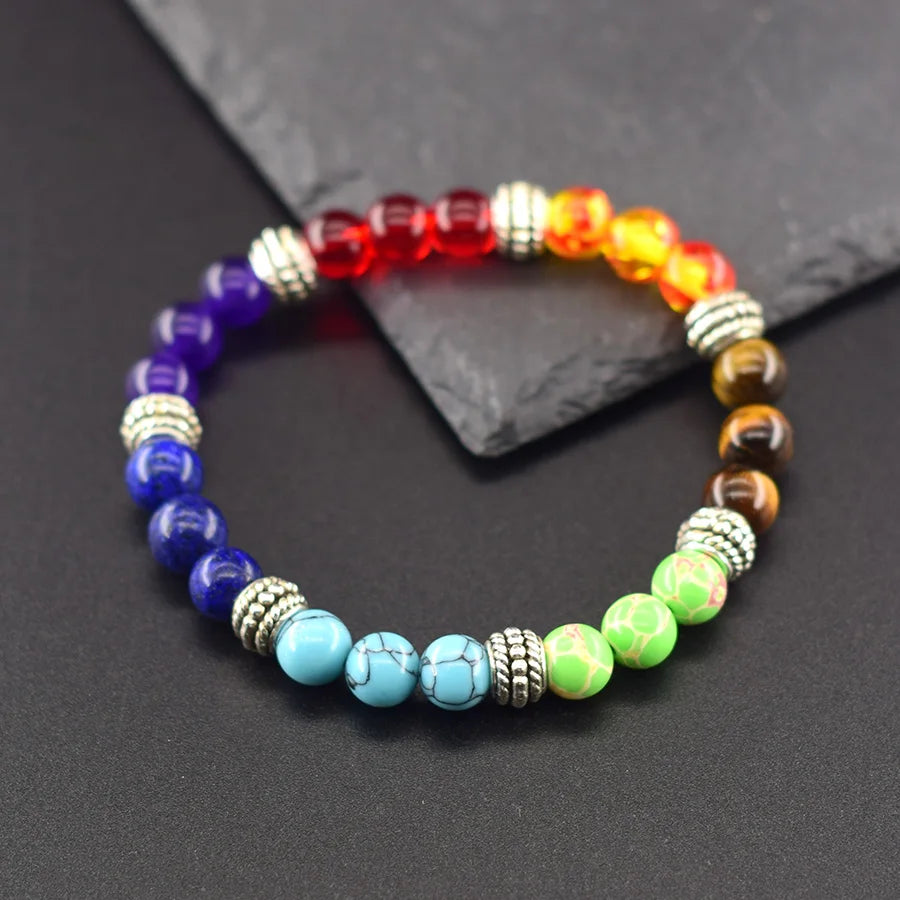 Seven Chakra Natural Stone Beaded Bracelet