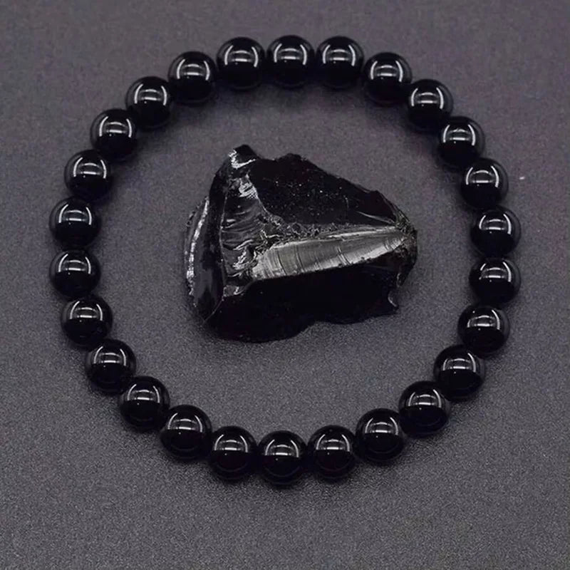 Handmade Black Obsidian Beaded Bracelet
