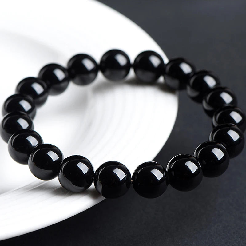 Handmade Black Obsidian Beaded Bracelet