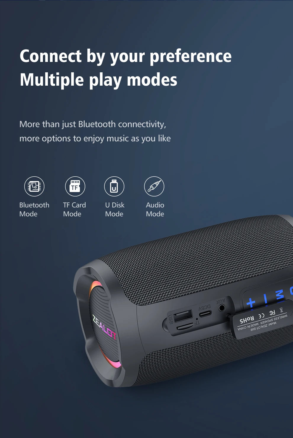 Portable 20W Bluetooth Speaker with 360° Stereo Sound