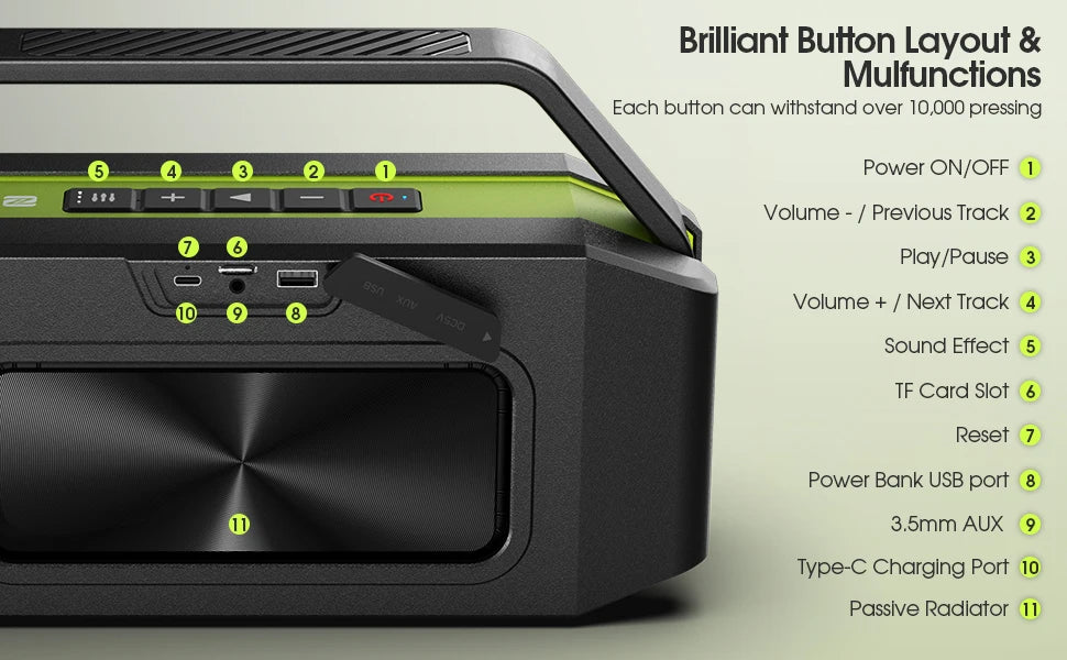 W-KING D9-1 Premium Portable Bluetooth Speaker System 100W