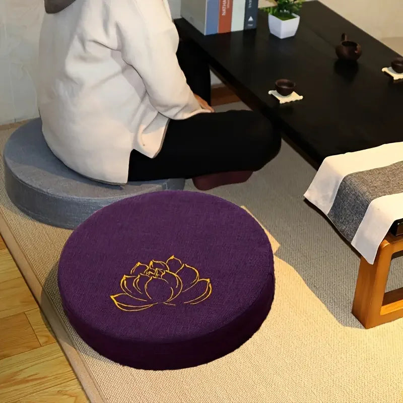 Round Linen Meditation Cushion