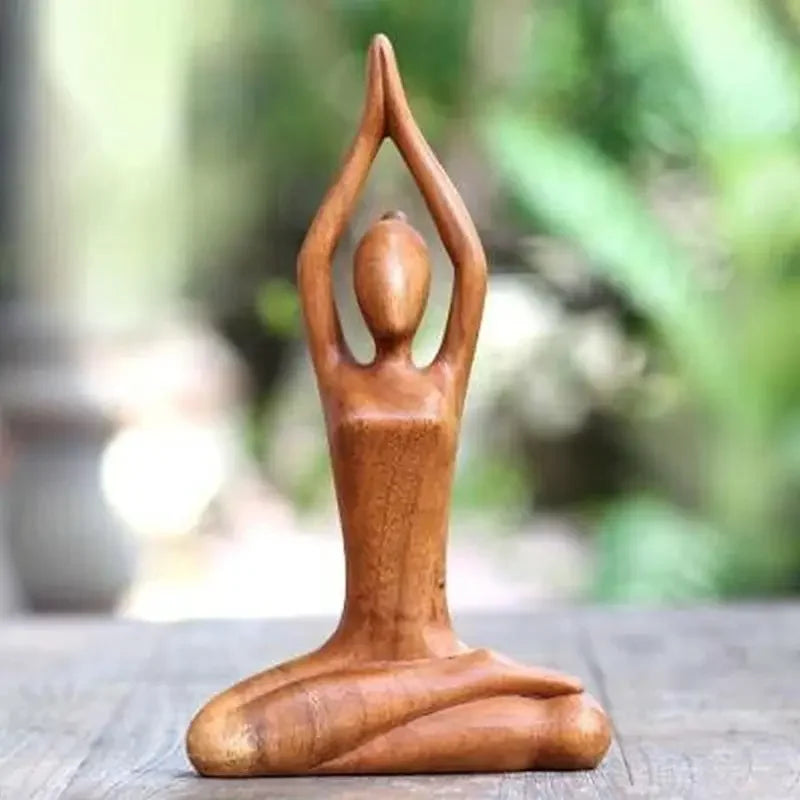 Handmade Suar Wood Yoga Pose Sculpture