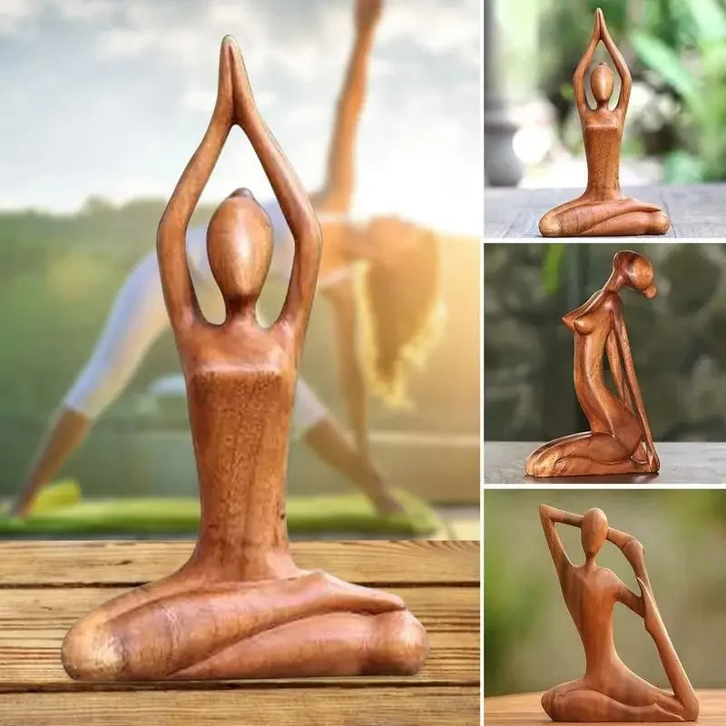 Handmade Suar Wood Yoga Pose Sculpture
