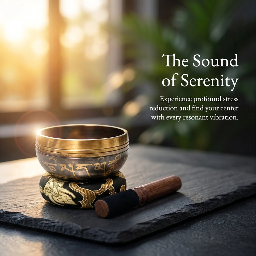 Handcrafted Bronze Lotus Singing Bowl Set