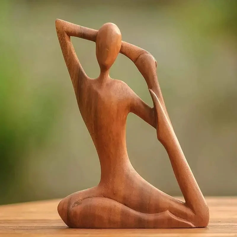 Handmade Suar Wood Yoga Pose Sculpture