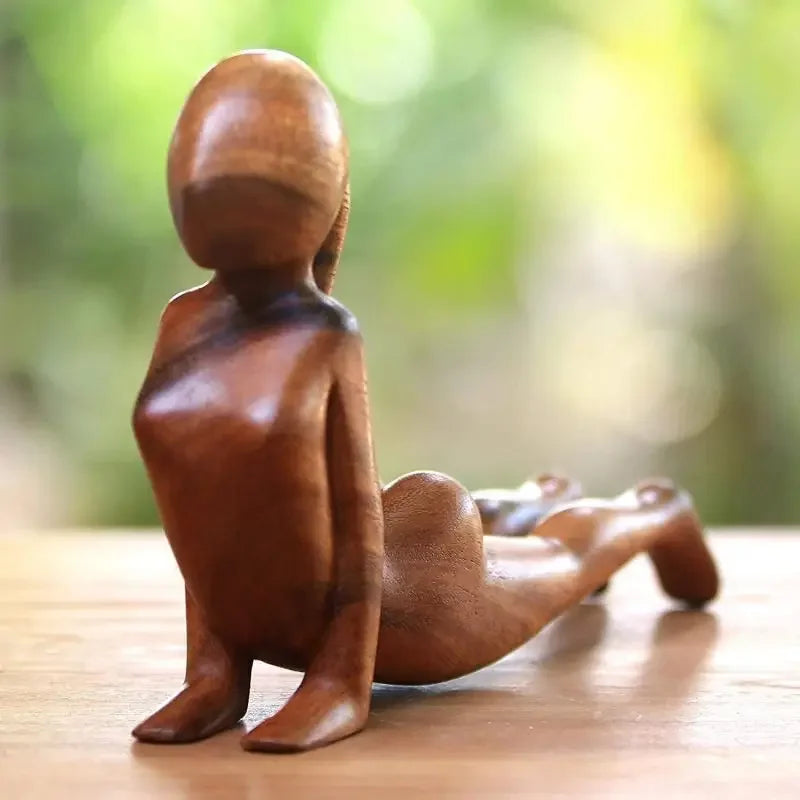 Handmade Suar Wood Yoga Pose Sculpture