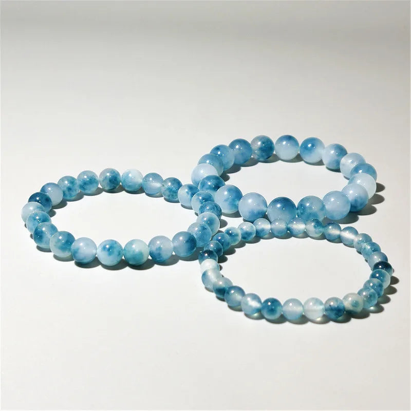 Blue Chalcedony Beaded Meditation Bracelet