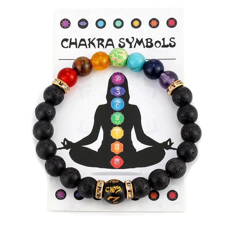 Natural Volcanic Stone Elastic Beaded Bracelet