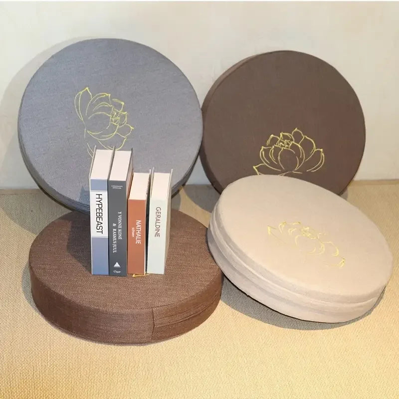 Round Linen Meditation Cushion