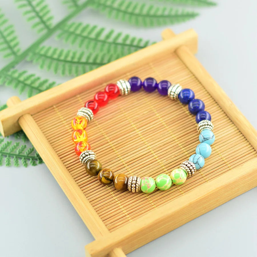 Seven Chakra Natural Stone Beaded Bracelet