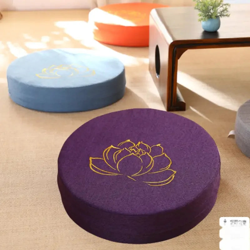Round Linen Meditation Cushion