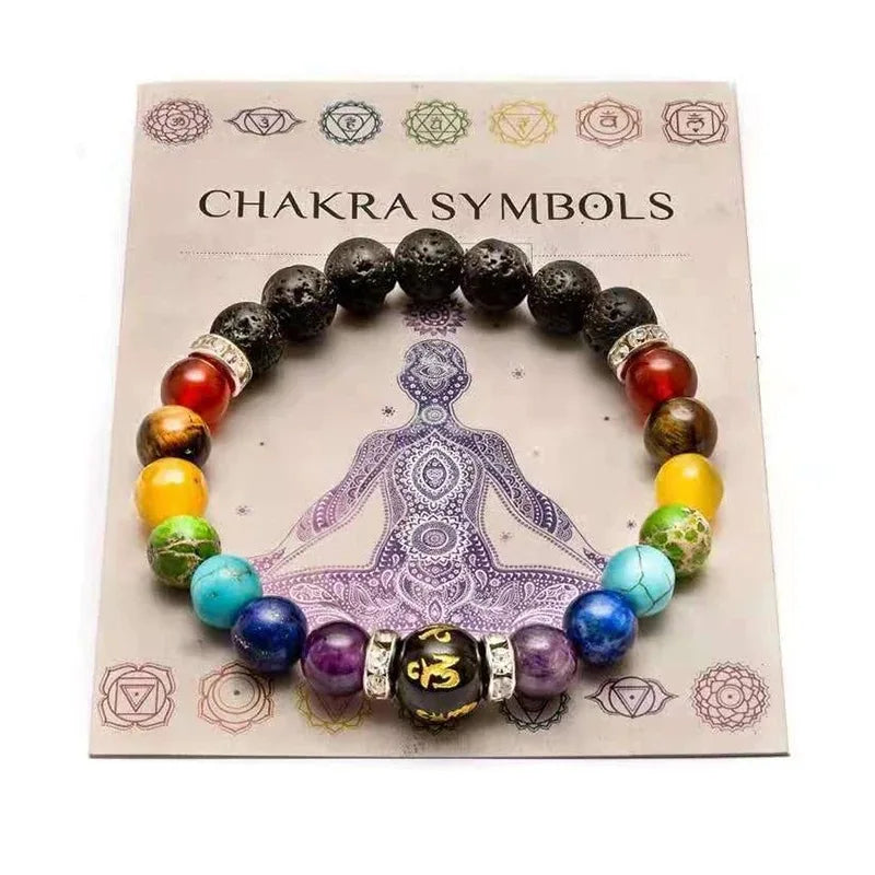 Natural Volcanic Stone Elastic Beaded Bracelet