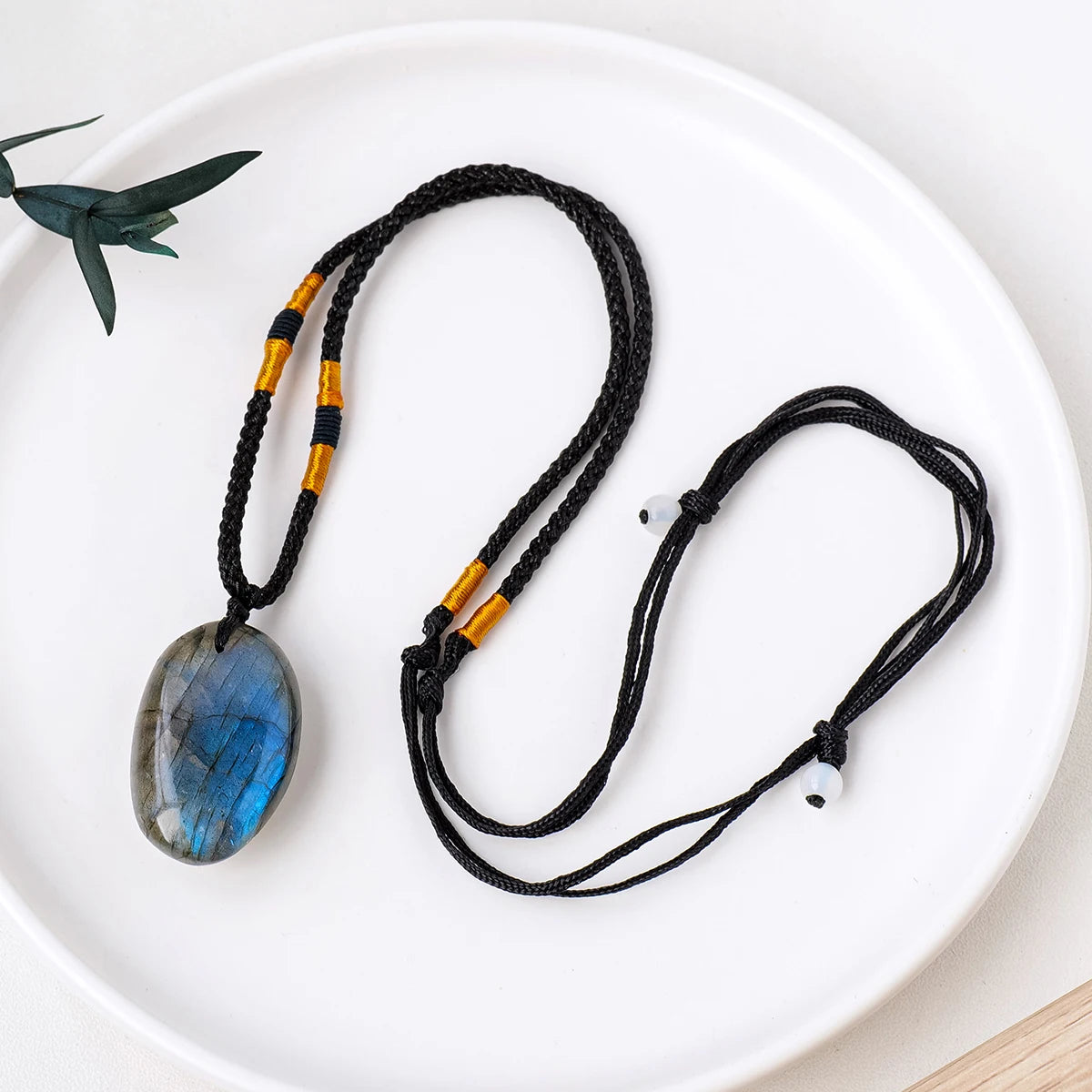 Natural Labradorite Crystal Pendant Necklace