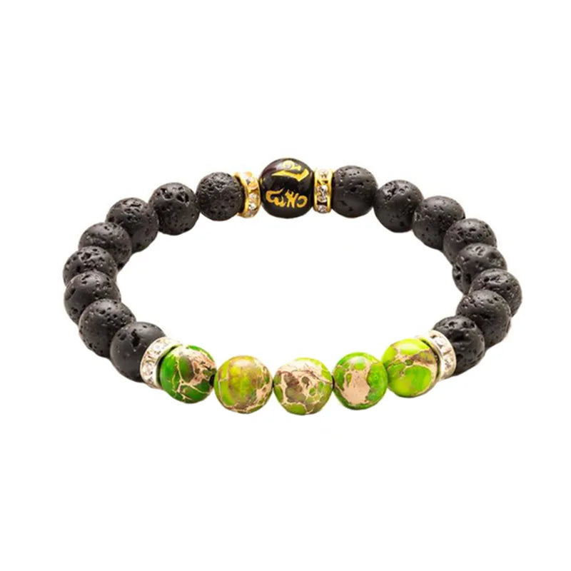 Natural Volcanic Stone Elastic Beaded Bracelet