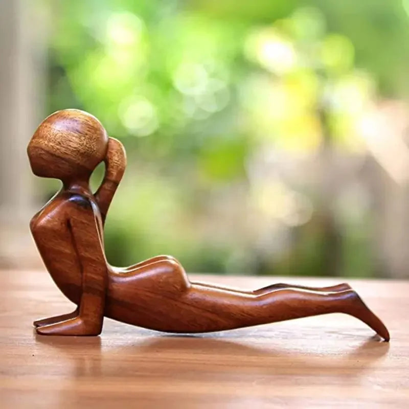 Handmade Suar Wood Yoga Pose Sculpture