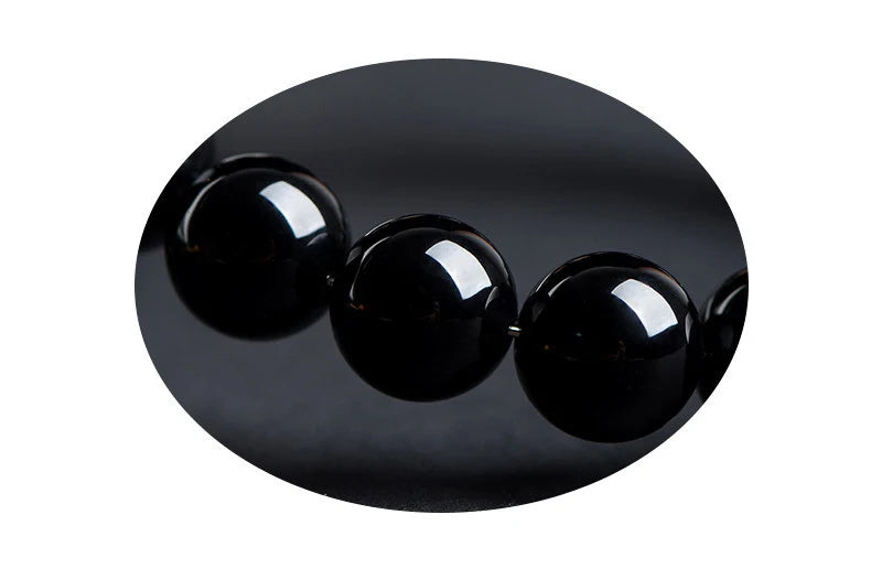 Handmade Black Obsidian Beaded Bracelet