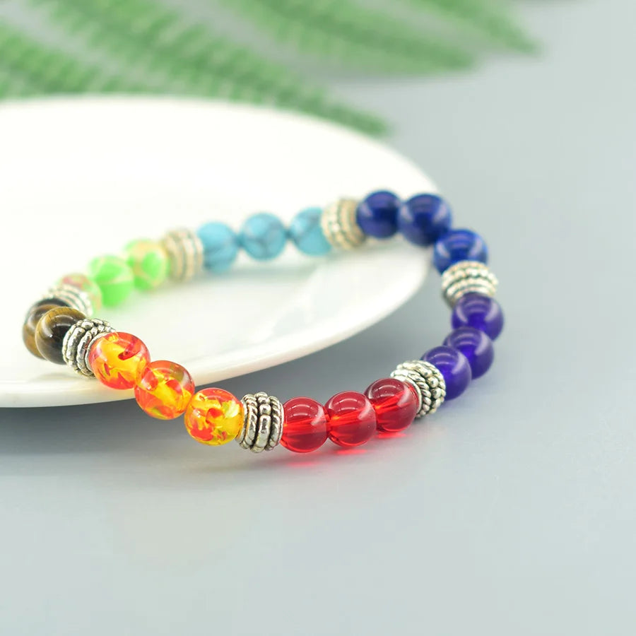 Seven Chakra Natural Stone Beaded Bracelet
