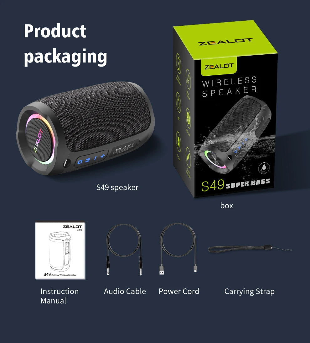 Portable 20W Bluetooth Speaker with 360° Stereo Sound