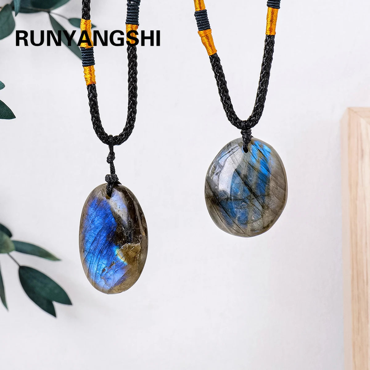 Natural Labradorite Crystal Pendant Necklace