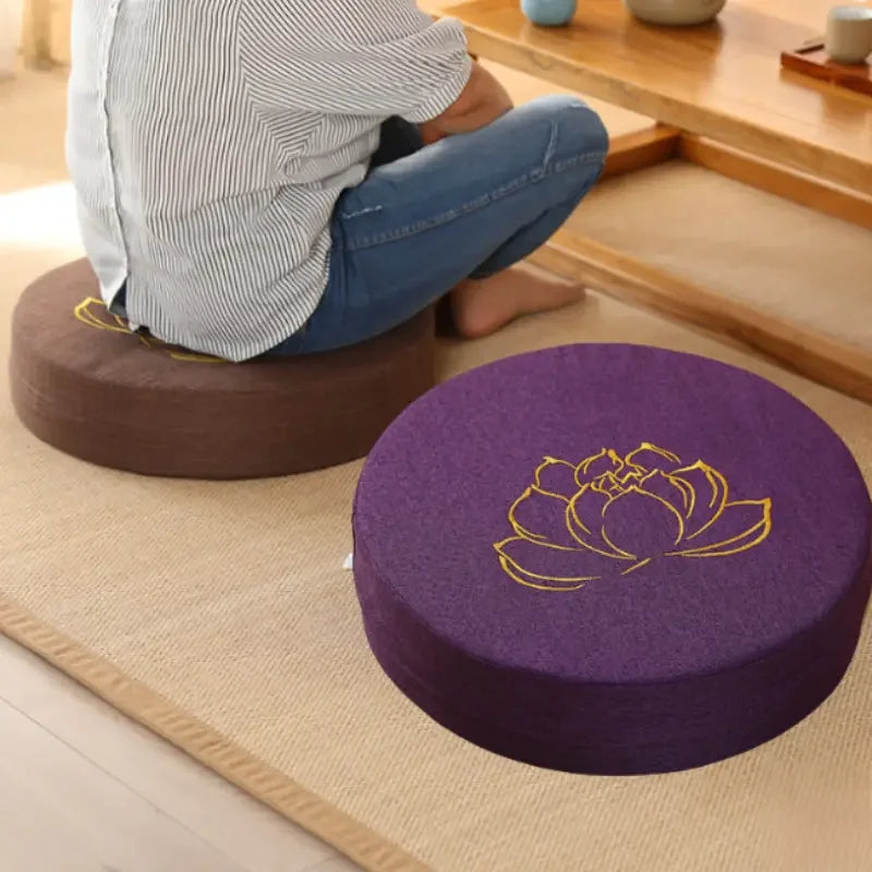 Round Linen Meditation Cushion