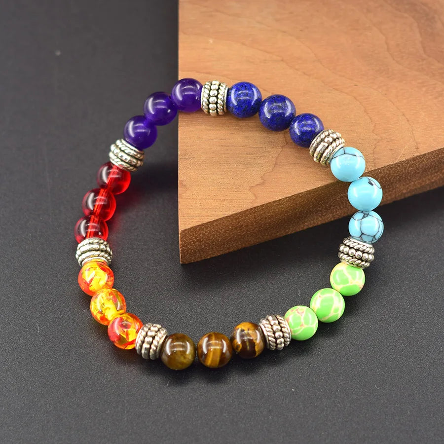 Seven Chakra Natural Stone Beaded Bracelet