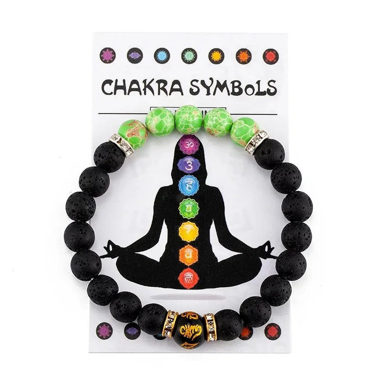 Natural Volcanic Stone Elastic Beaded Bracelet