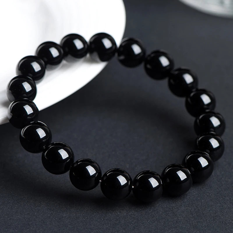 Handmade Black Obsidian Beaded Bracelet