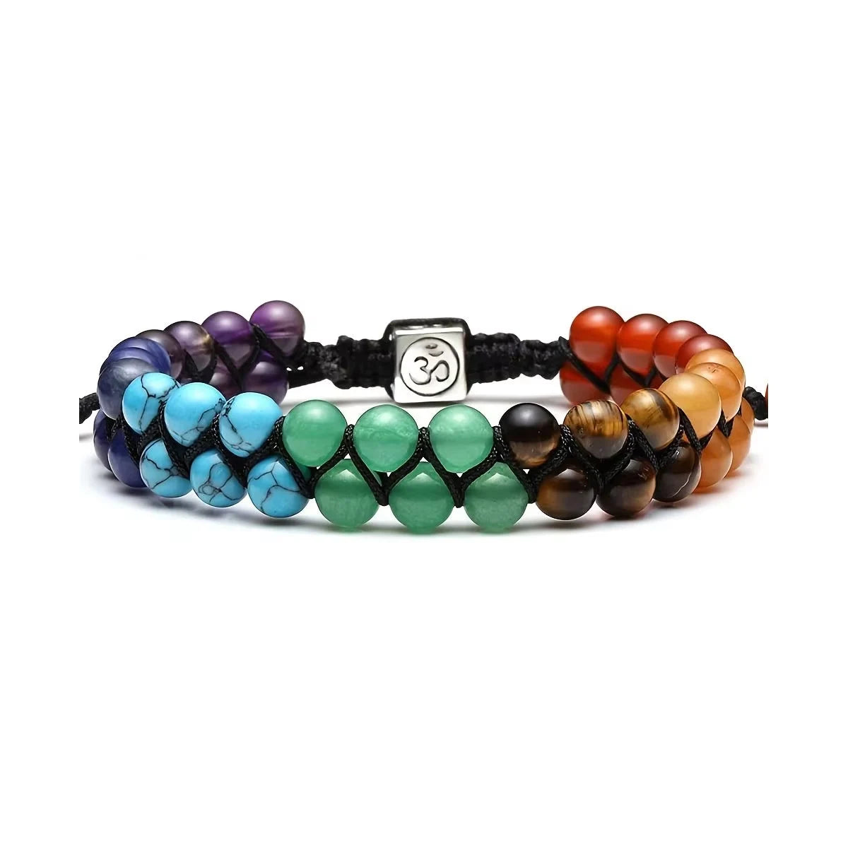 Adjustable Black Stone Bead Meditation Bracelet